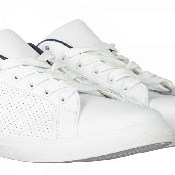 Ανδρικά αθλητικά παπούτσια Zumin λευκά  με μπλε, 3 - Kalapod.gr